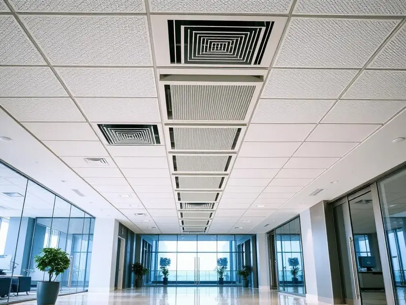 Cassetes instalados em lobby corporativo