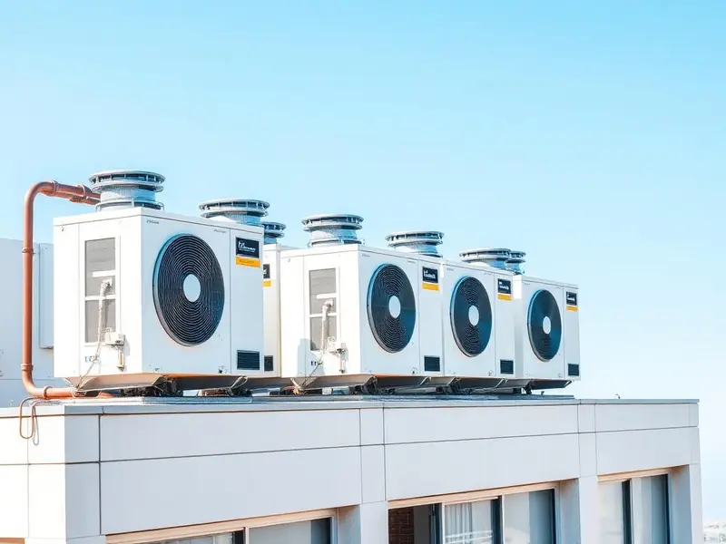Condensadoras VRF em cobertura de edifício